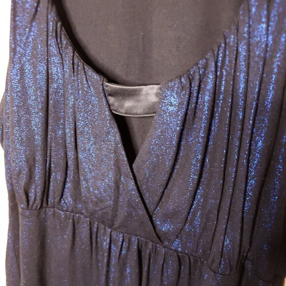 Express Womens Dark Blue Sparkle Sleeveless Tunic Faux Leather Trim Medium - Picture 4 of 8